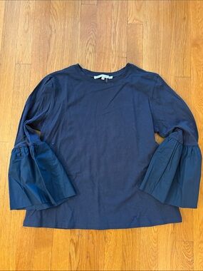 English Factory Navy Bell-Sleeve Tee with Statement Cuffs
